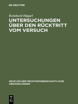 cover image of Untersuchungen über den Rücktritt vom Versuch